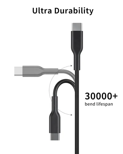 Vista 2 de Cable USB C a USB C (paquete de 2, 6 pies, 60 W/3 A) para iPhone 15, carga rápida para iPhone 15 Pro Max Plus, iPad Mini 6/Pro 2021, iPad Air 4
