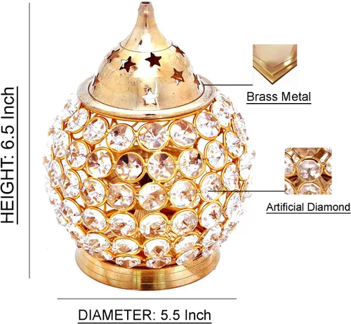 Vista 4 de Hashcart Latón Akhand Pooja Diya para Diwali – Akhand Jyot Diwali Dia – Puja Kutthu Vilakku Deepam Kodiyu Dewali Decoración Portavelas – Lámpara