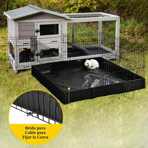 Vista 4 de Aivituvin - Corral para conejos, corral para mascotas, jaula para animales pequeños con forro impermeable - Corral extensible