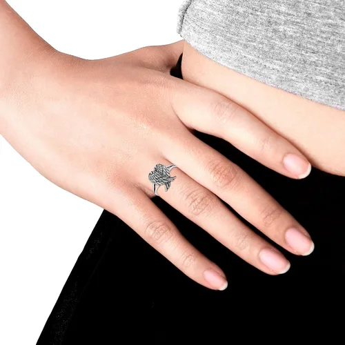 Vista 5 de AeraVida Heavenly Love - Anillo de plata de ley 925 con alas de ángel plegadas