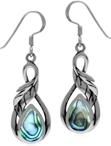 Vista 8 de Silvershake Pendientes de gancho colgantes de plata de ley 925 con incrustaciones de piedras de cabujón genuinas o creadas, joyería para mujer