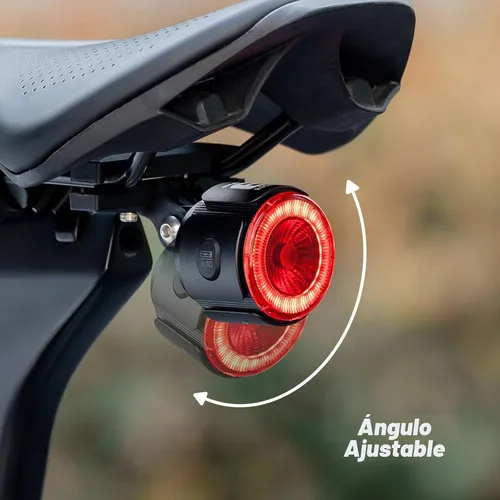 Vista 2 de ROCKBROS Luz trasera de bicicleta inteligente, ángulo ajustable y doble montaje luces traseras de bicicleta, cuentas potentes con diseño óptico