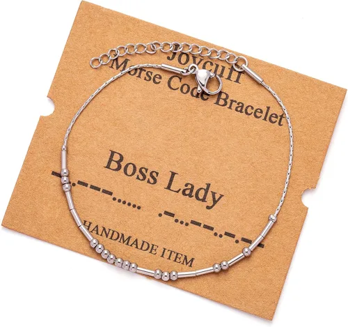 Vista 27 de JoycuFF Pulseras inspiradoras de código morse para mujeres, cuentas de plata, joyería con mantra de motivación, regalos para ella