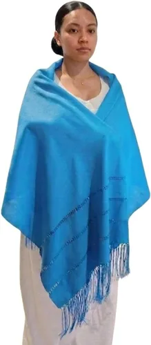 Vista 8 de Mexican Handmade Fiesta Rebozo Shawl XLarge Negro