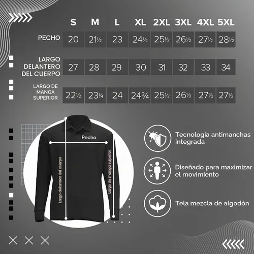 Vista 6 de Camisa estilo Polo de manga larga Premium Wear para hombre, camisa de golf de mezcla de algodón con cuello, solapa de 3 botones, resistente a