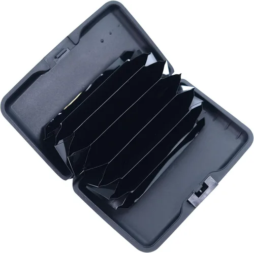 Vista 3 de Mini cartera de aluminio RFID para tarjetas de crédito, funda rígida de metal delgado para tarjetas de visita para mujeres y hombres, CCW037, Moderno