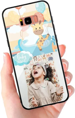 Vista 4 de Funda personalizada para Samsung Galaxy S8 Plus, funda personalizada antiarañazos con vidrio templado, funda protectora a prueba de golpes, de TPU
