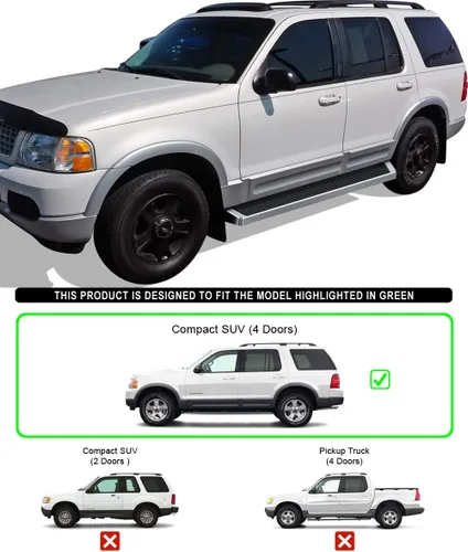 Vista 2 de APS Estribos estilo compatible con Ford Explorer Mercury Mountaineer 2002-2005 4 puertas (excluye el modelo deportivo)