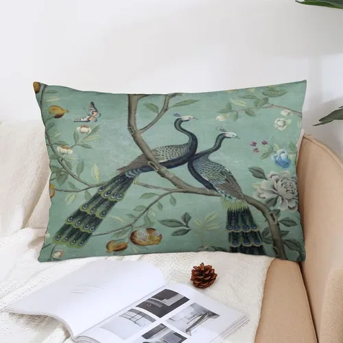 Vista 4 de Synthwave A Teal of Two Birds Chinoiserie - Fundas de almohada decorativas de 12 x 20 pulgadas, almohada decorativa para decoración del hogar