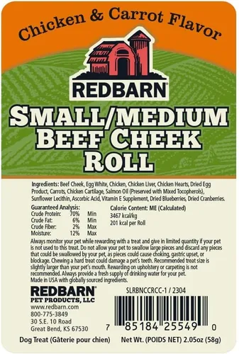 Vista 3 de Redbarn Pet Products Rollos de mejillas de res totalmente naturales para perros, mejillas de vaca sin granos, ricos en colágeno, disponibles