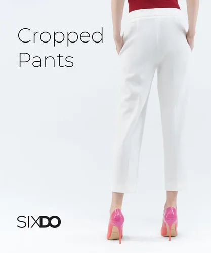 Vista 4 de SIXDO Womens Work Pants High Rise Woven Straight Leg Cropped Regular Fit Office Trousers