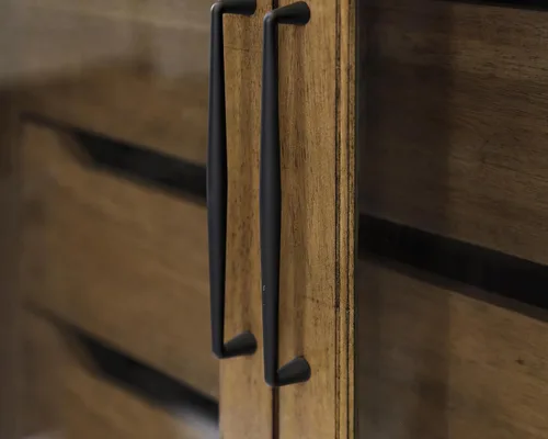Vista 6 de Vitrina de madera moderna que cena la estantería de almacenamiento totalmente montada marrón