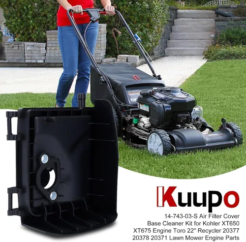 Vista 2 de Kit de base de cubierta de filtro de aire limpiador Kuupo 14-743-03-S para motor Kohler XT650 XT675, cortacésped Toro de 22" reciclador 20377 20378