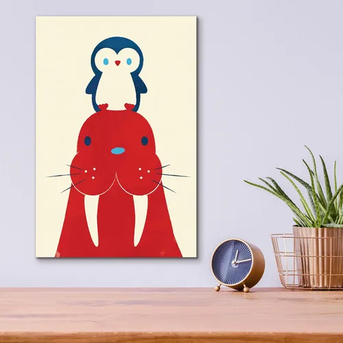 Vista 8 de Epic Art 'Pingüino y morsa' de Jay Fleck, arte de pared de vidrio acrílico, 12 x 16 pulgadas