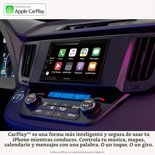 Vista 5 de KENWOOD DDX5707S - Estéreo de coche con DVD doble DIN con Apple Carplay y Android Auto, pantalla táctil de 6.8 pulgadas, Bluetooth, entrada
