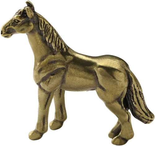 Vista 2 de Estatua china de Feng Shui de latón para decoración de caballos, escultura de caballo antigua para escultura de animales, coleccionables, decoración