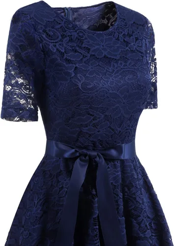 Vista 6 de DRESSTELLS Women Semi Formal Lace Dress Mother Bride Bridesmaid Dress for Wedding Cocktail Party Prom Short Dress