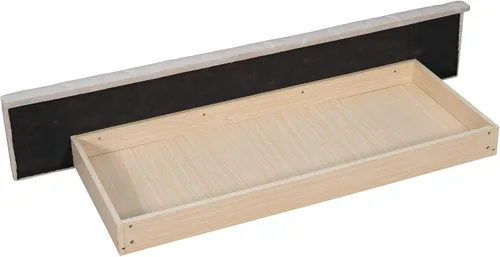 Vista 9 de Cama de plataforma tapizada tamaño Queen, muebles de dormitorio, marco de cama de madera de pino con cajón, taburetes de almacenamiento laterales