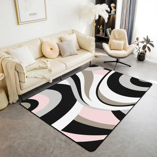 Vista 36 de Alfombra de área en espiral colorida de 3 x 5 pies, abstracta y moderna geométrica, decoración de remolinos, antideslizante, para hombres, mujeres