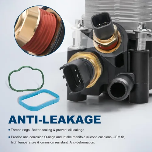 Vista 3 de MOSTPLUS Conjunto de adaptador de carcasa de filtro de enfriador de aceite de motor 5184294AE compatible con motor 2011 2012 2013 Dodge Jeep
