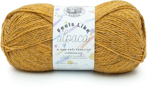 Vista 7 de Lion Brand Yarn Feels Like alpaca, hilo suave para tejer, borgoña, 1 paquete
