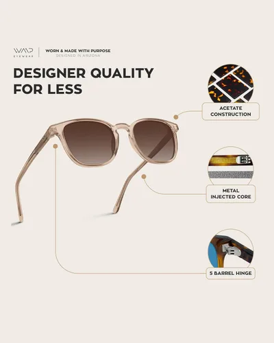Vista 6 de WearMe Pro Gafas de sol rectangulares retro polarizadas para hombre
