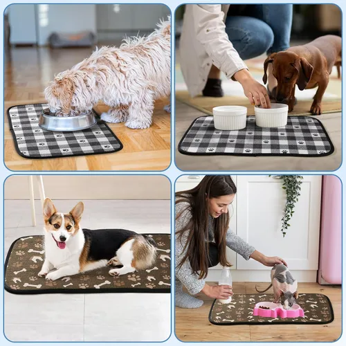 Vista 7 de Tapetes de comida para perros, tapetes para tazón de mascotas, súper absorbentes y secas, evitan derrames, diseño antideslizante, fáciles de lavar