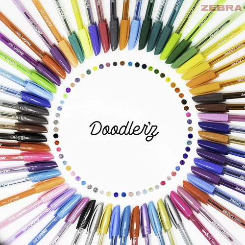Vista 5 de Zebra Pen Doodler'z 41960 - Bolígrafo de tinta en gel, colores surtidos, 0.039 pulgadas, 60 unidades (41960)