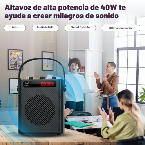 Vista 2 de Amplificador de voz Bluetooth de 40 W con micrófono de auriculares
