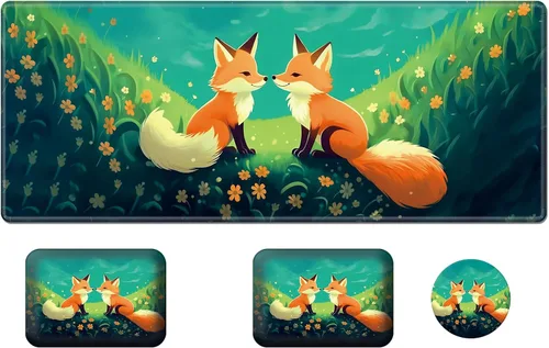 Vista 12 de Juego de alfombrillas para mouse de escritorio con soporte para codo y muñeca, 2 codos + posavasos (31.5 x 11.8 pulgadas), espuma viscoelástica