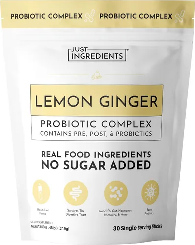 Vista 6 de Complejo probiótico 3 en 1 de limonada de saúco – Mezcla para beber de 30 sobres con prebióticos, probióticos y posbióticos – 5 mil millones de UFC