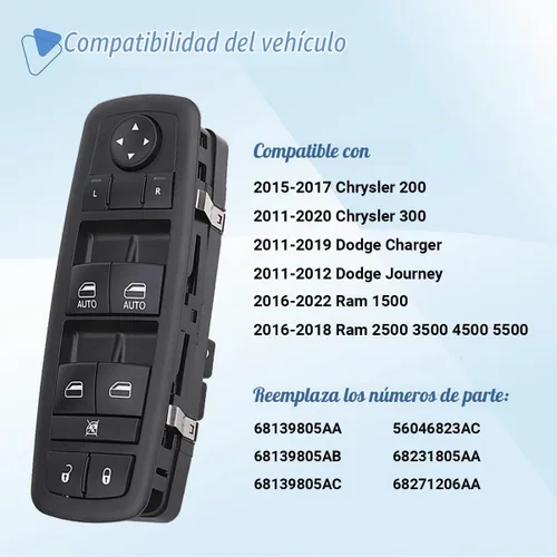 Vista 2 de Interruptor maestro de ventana eléctrica para Ram 1500 2500 3500
