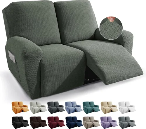 Vista 32 de JIVINER Fundas de sofá reclinable de 8 piezas, fundas elásticas de jacquard para sofá reclinable, fundas para sala de estar, protector suave de 3