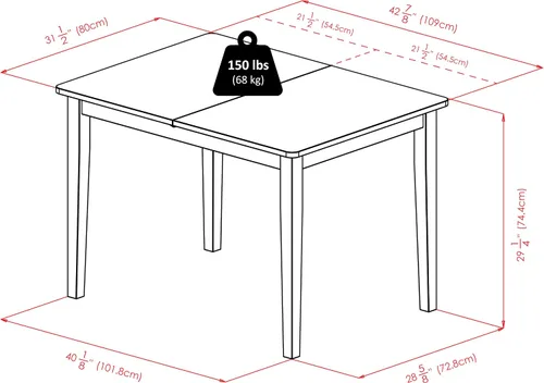 Vista 3 de Winsome Darren Mesa de comedor extensible, para comedor, 29 pulgadas, nogal