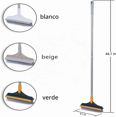 Vista 8 de Cepillo de limpieza 2 en 1 con mango largo resistente – Nuevo cepillo de ducha y raspador 2 en 1 herramienta de limpieza 2 en 1 con rascador suave