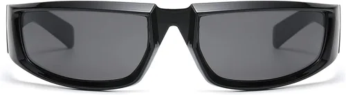 Vista 2 de Gafas de sol envolventes de moda para hombres y mujeres, lentes de sol rectangulares gruesos y gruesos