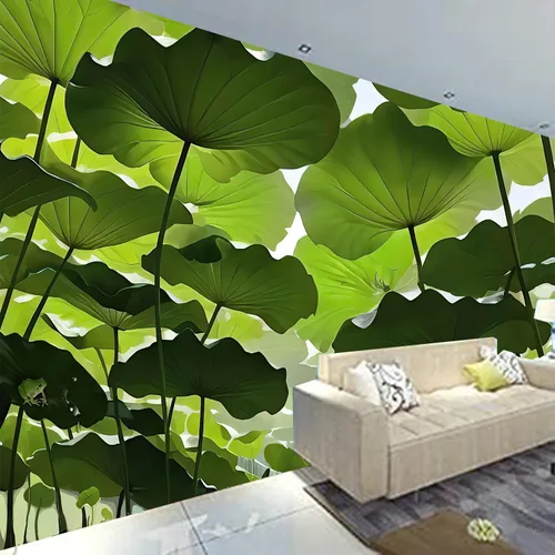 Vista 5 de FENDROM Tapiz de hojas de loto de naturaleza, tapiz de plantas, paisaje natural verde, para colgar en la pared, arte de pared 3D para dormitorio