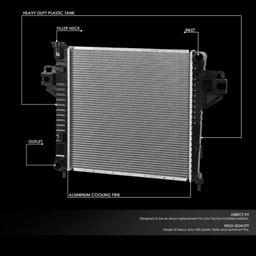 Vista 2 de DNA Motoring OEM-RA-2482 Radiador de aluminio atornillado estilo OE compatible con 02-05 Liberty AT, 19-15/16 pulgadas de ancho x 19-15/16 pulgadas