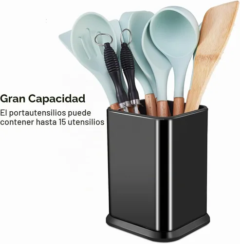 Vista 2 de RedCall - Organizador de utensilios de cocina de acero inoxidable para encimera, organizador de cucharas y espátulas, cajón rectangular moderno