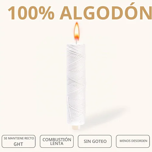 Vista 4 de Mecha de vela cuadrada de algodón #2/0, carrete de 528 pies, 100% algodón para fabricación de velas de cera de abejas