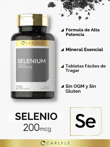 Vista 3 de Carlyle Suplemento de selenio 200 mcg 270 tabletas Fórmula vegetariana, sin OMG y sin gluten