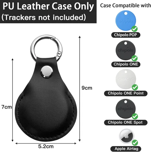 Vista 2 de Funda para Chipolo POP Tracker Tag, funda protectora de piel sintética de microfibra con llavero compatible con Chipolo ONE/ONE Spot/One Point