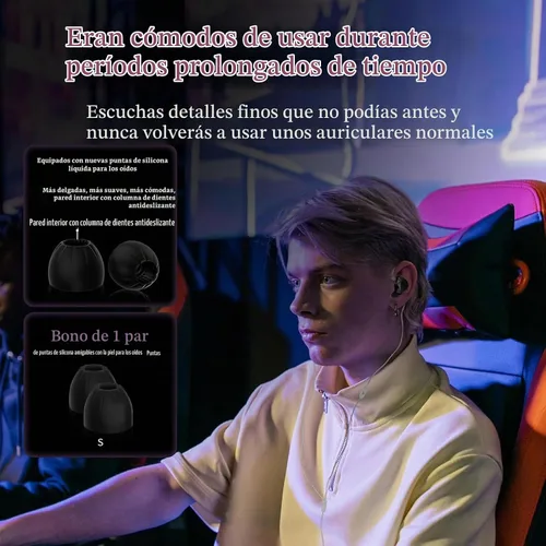Vista 3 de KZ Axas - Auriculares USB-C para juegos con micrófono, FPS IEM, 4 modos DSP Negro