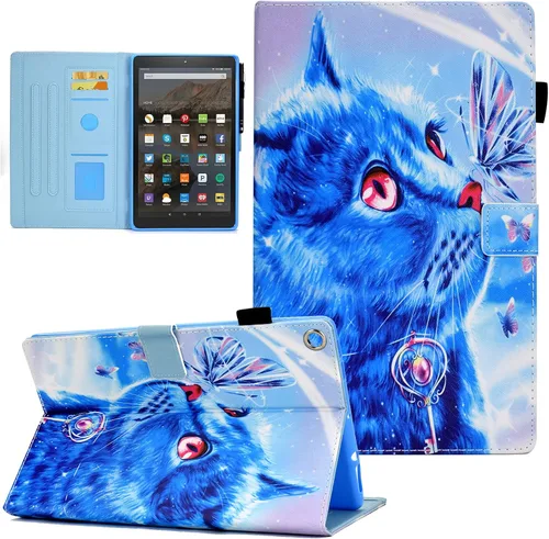 Vista 10 de Funut Funda para tablet Fire HD 10 (9ª/7ª/5ª generación, versión 2019/2017/2015), funda inteligente delgada de piel sintética con función