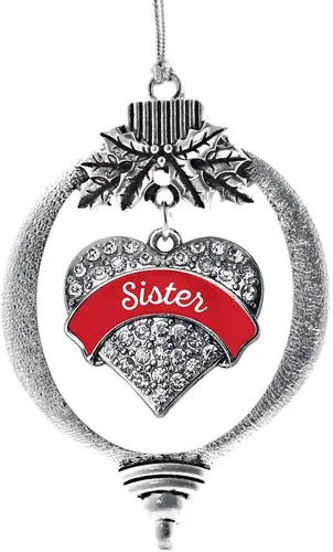 Vista 192 de Inspired Silver Adornos festivos de dije de corazón pave de plata con circonitas cúbicas