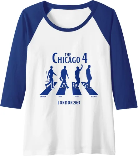 Vista 3 de Chicago Baseball London Crosswalk MLBPA Raglan Camiseta de béisbol, Azul
