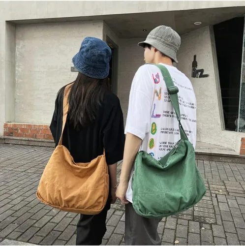 Vista 6 de TUPIRIYN Bolso cruzado de lona para mujer, bolso de hombro casual, color sólido, bolso de compras grande, bolso de mensajero, unisex