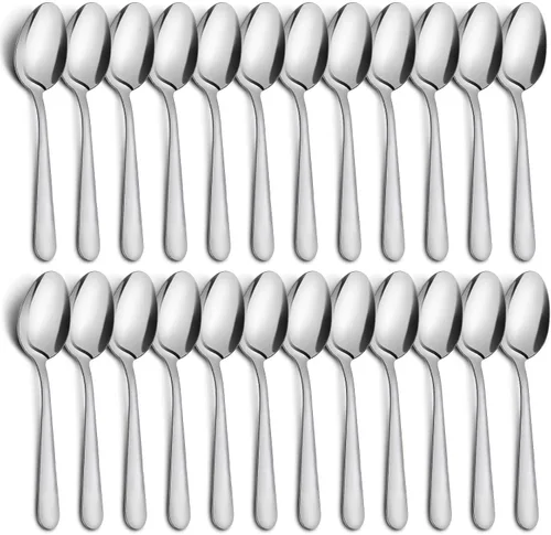 Vista 7 de Juego de 24 cucharas de cena – Cucharas de acero inoxidable de 6.7 pulgadas, cucharas de postre duraderas, cuchara de mesa para el hogar, cocina