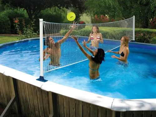 Vista 2 de Poolmaster - Combo de juego de baloncesto y voleibol para piscina, Combo sobre el suelo, talla única