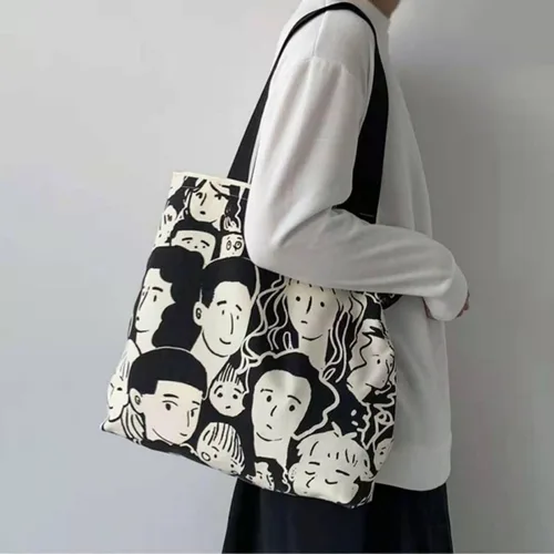 Vista 4 de GODWOODS Bolso de mano estético de lona con cremallera para mujer, bolsas de hombro de viaje con compartimentos